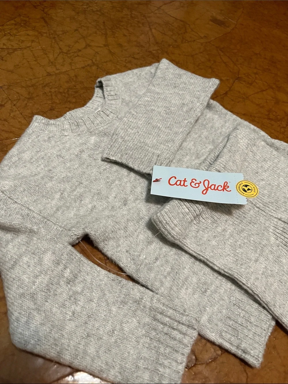Cat & Jack Gray Knit Sweater and Ribbed Leggings Set